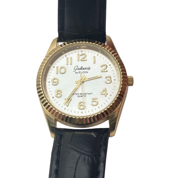 VTG Galaxie by Elgin Men's Quartz Watch 36mm Gold/ Silver Tone WR - New Battery - Picture 1 of 9